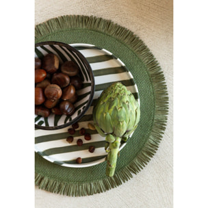 J-Line bols - bois de manguier - vert olive/marron foncé - small - assortiment de 2