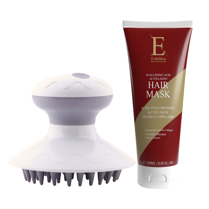 Mascarilla capilar de ácido hialurónico y colágeno + Tratamiento para el cuero cabelludo Masajeador profesional