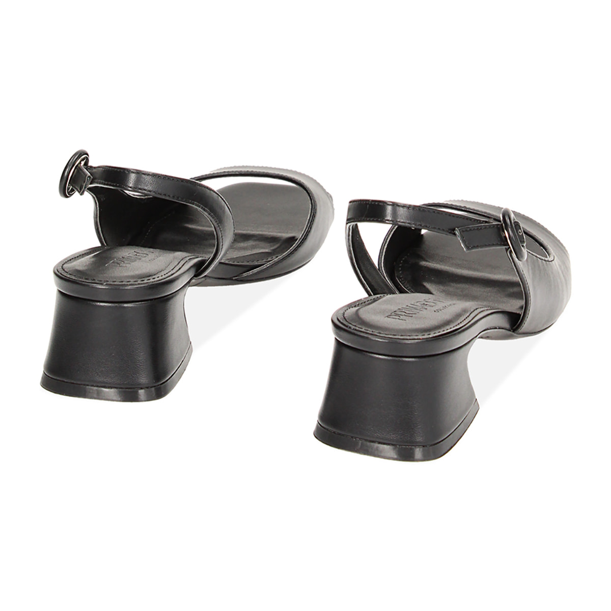 Sandali spuntati neri, tacco 4,2 cm