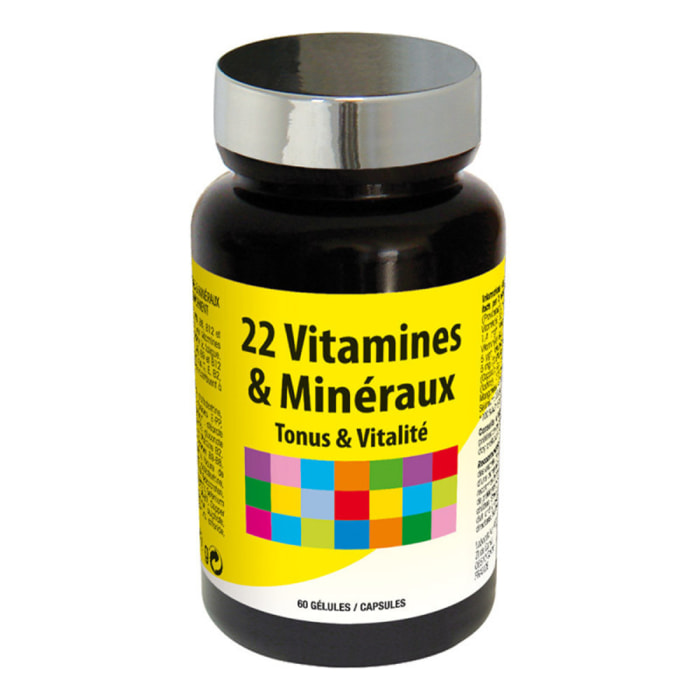 NUTRIEXPERT - 22 Vitamines & Minéraux - Aide à réduire la fatigue - Soutient les défenses naturelles - Protège les cellules du stress oxydatif - Cure 30 jours - Marque Française