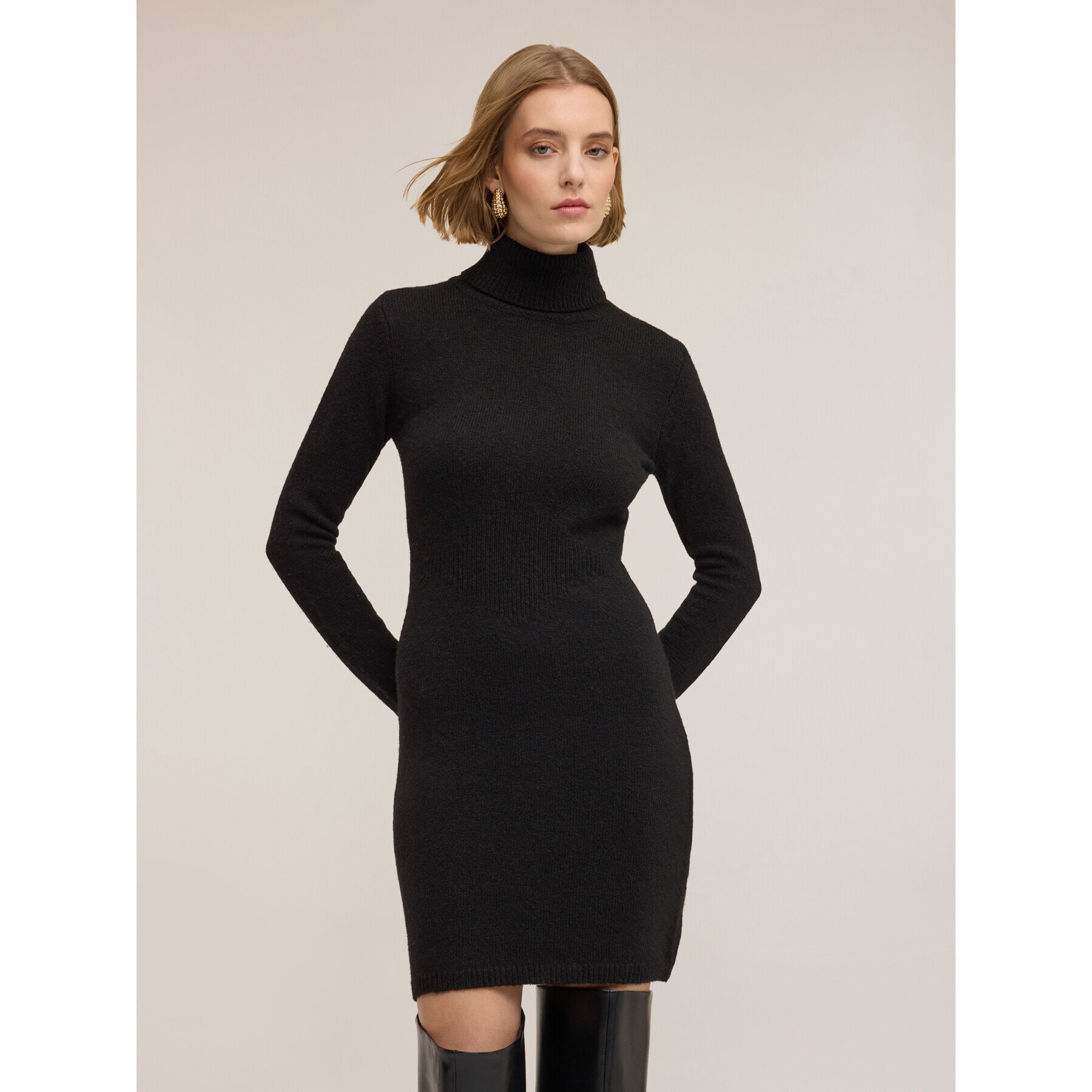 Motivi - Vestito tubino in maglia misto lana - Nero