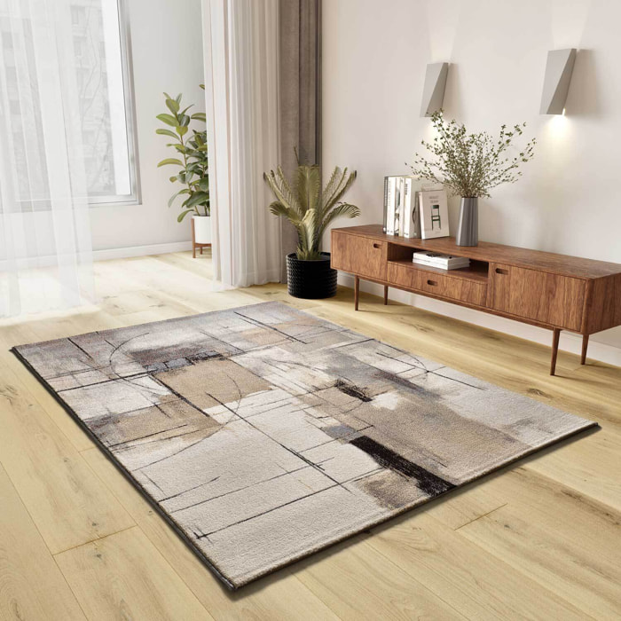 BERUTI Alfombra abstracta en color beige, varias medidas disponibles
