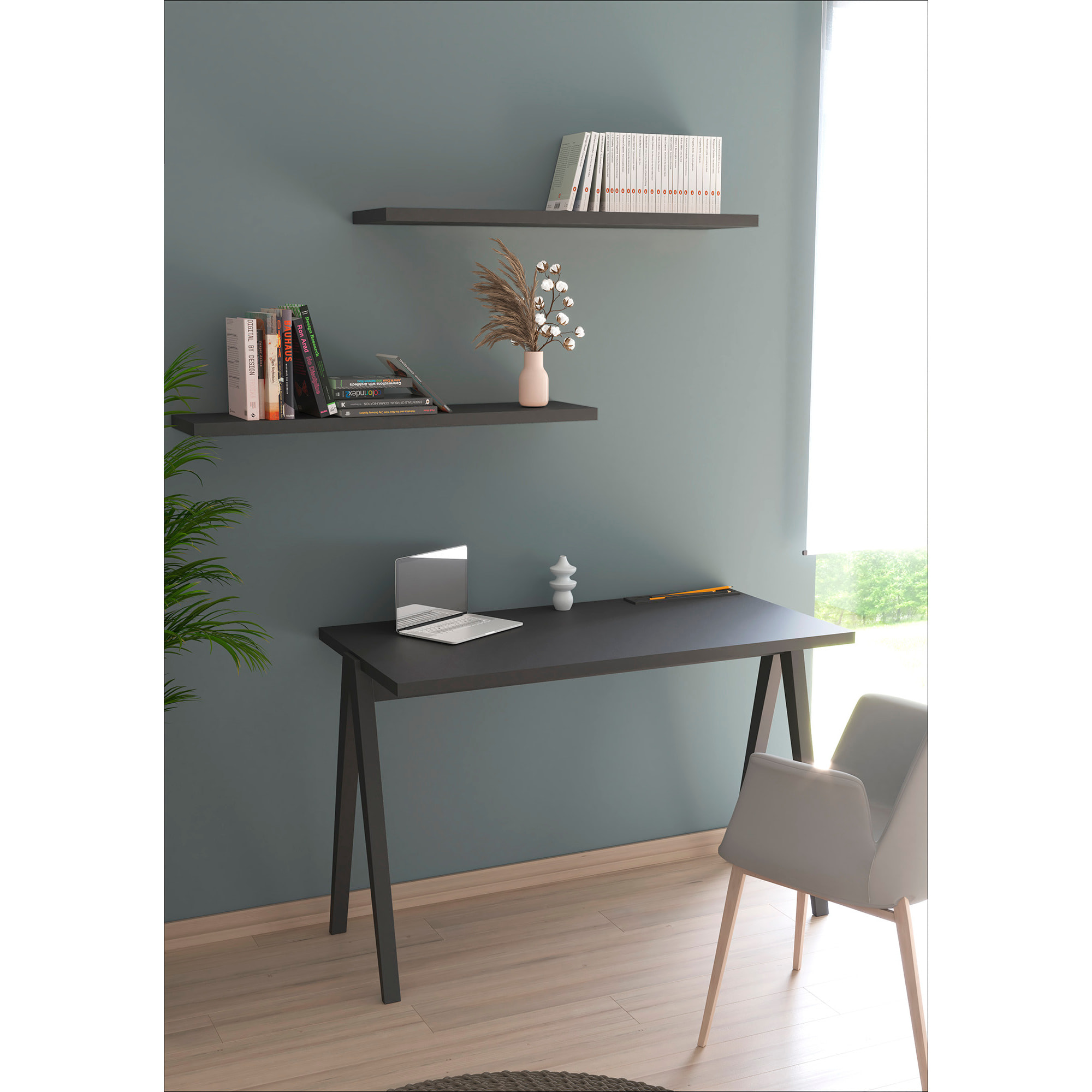 Estante mural Line melamina grafito 90x18x2 cm