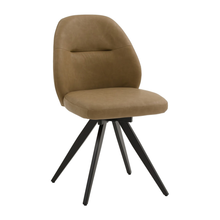 Set di 2 sedie girevoli ZENNENDAL in similpelle marrone e gambe in metallo nero