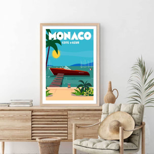 Poster de monaco dream Affiche + cadre en bois - Chêne