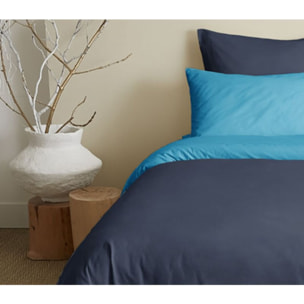 Pack complet 6 pièces Marine/Turquoise réversible housse de couette