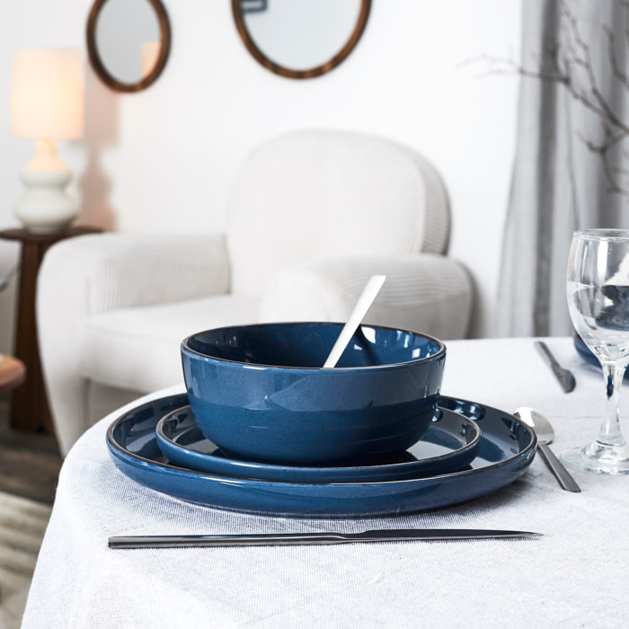 Service Vaisselle 12pcs Gres Du Temps Bleu M2
