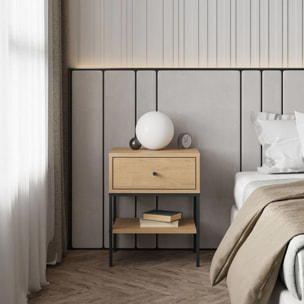 Mesita de noche Svala Roble Negro