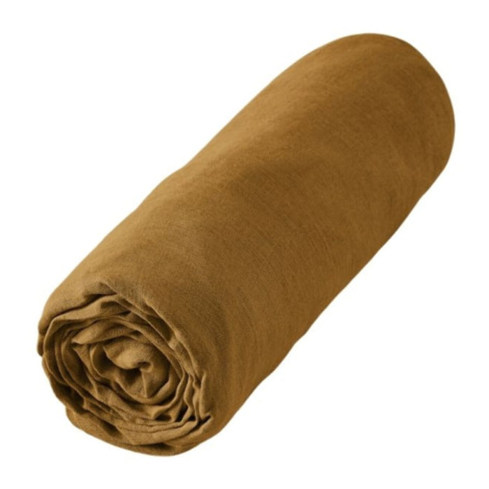 Drap housse 180x200 cm en lin lavé - SOLINE