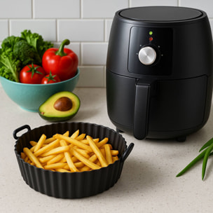 cesta de silicona para airfryer de ø20,5cm, ideal para cocinar alimentos de forma saludable