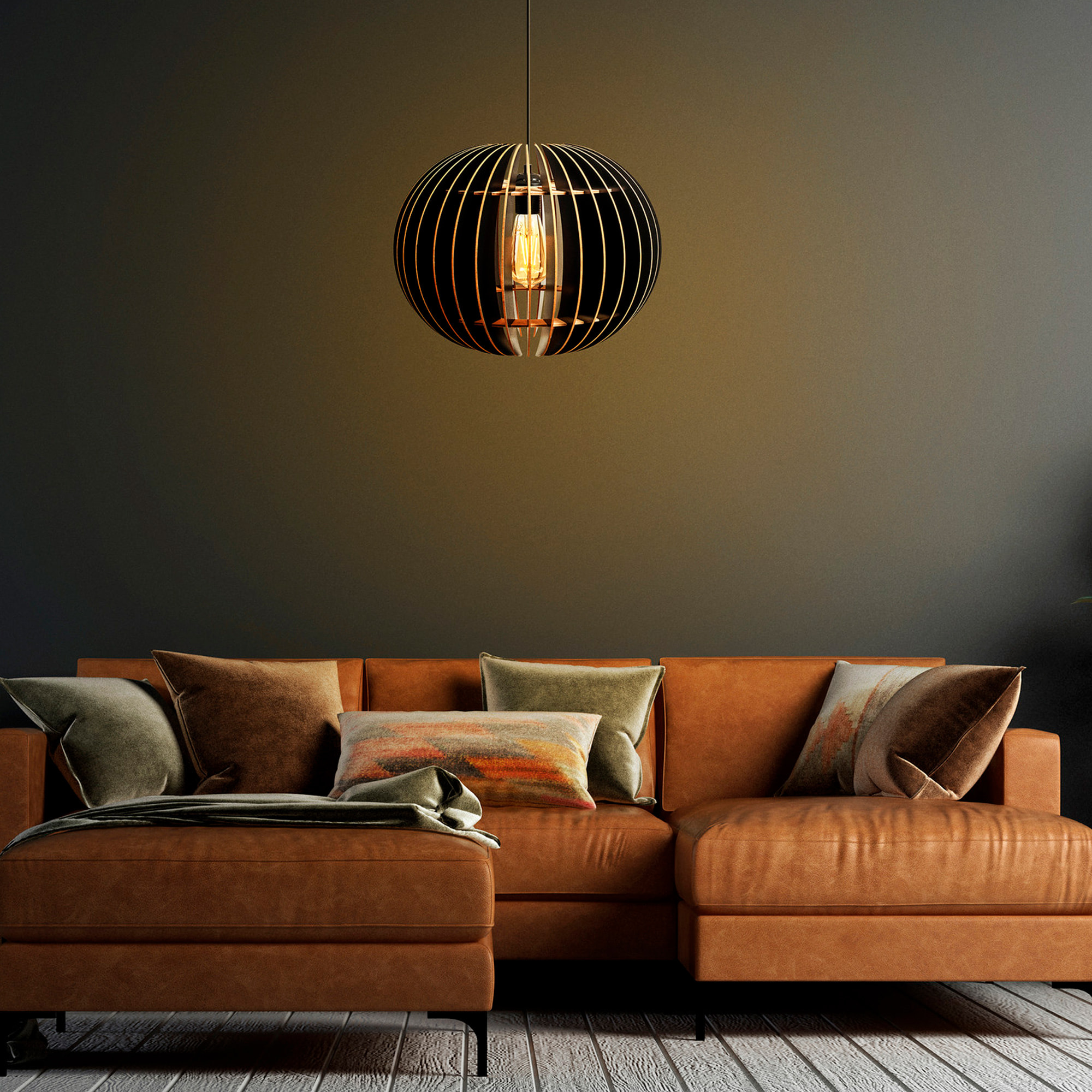 Lámpara de techo 70 cm. negro, tipo E 27 Max 45 - 60 W