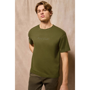 Maglietta verde kaki a maniche corte e a girocollo con logotipo Polo Club