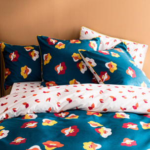 Set de 2 taies d'oreiller imprimées en percale de coton BIO, NARCISSE