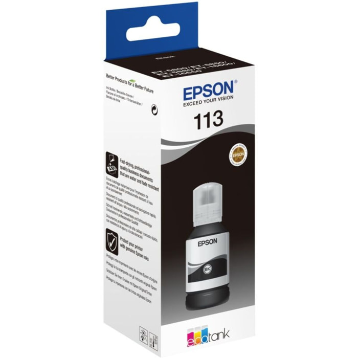 Encre EPSON Bouteille d'Encre Ecotank 113 Noire Grande Contenance (127ml) - C13T06B140