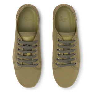 Sneaker Lexi plana en algodón con talonera de yute y cierre de cordones