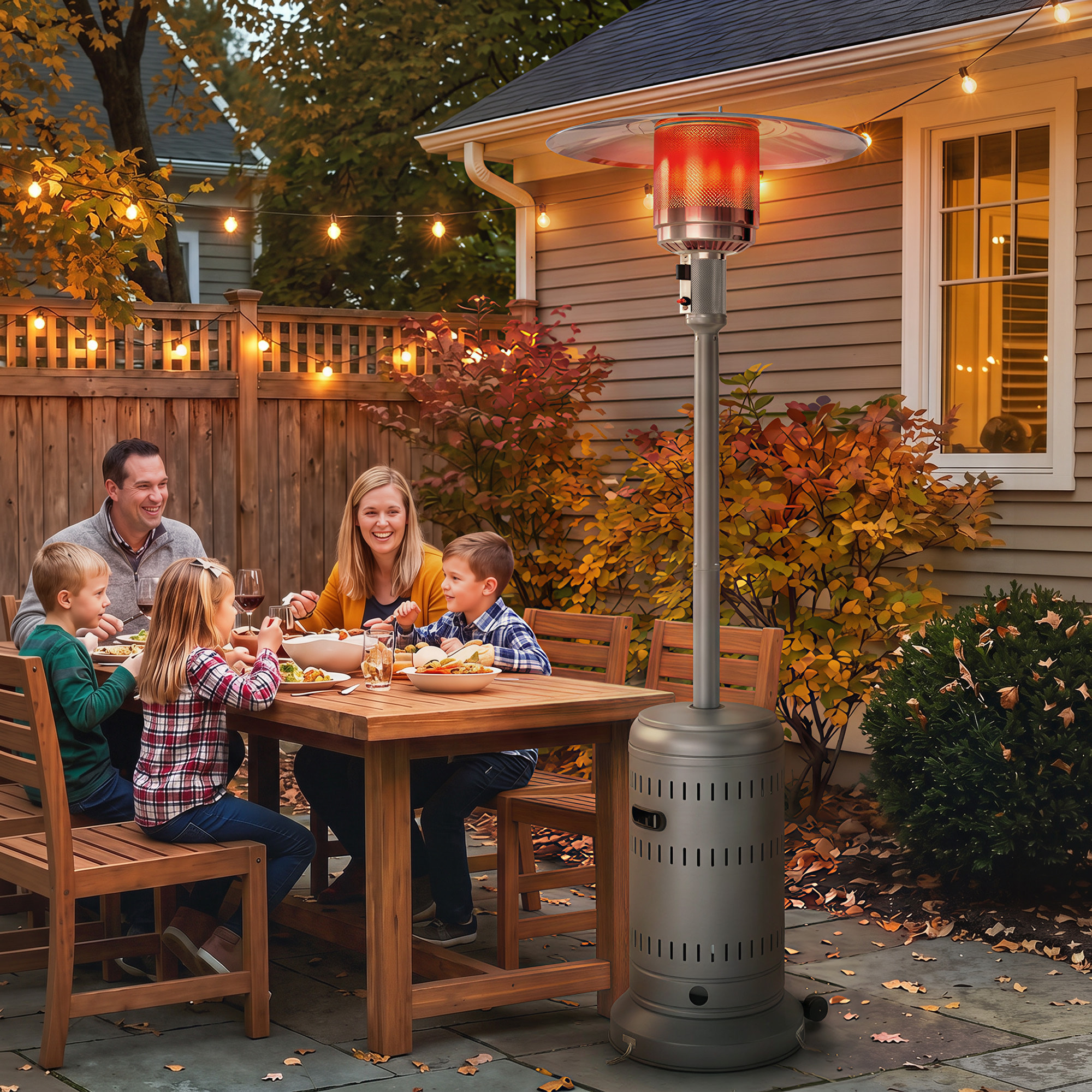 Parasol chauffant gaz portable réglable 13 kW gris