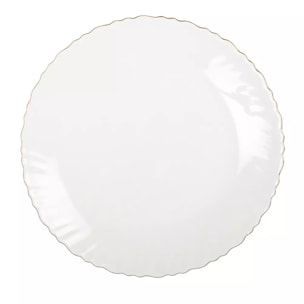 Lot de 6 Assiette plate blanche bord doré