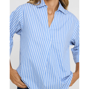 Camisa Oversize Azul Rayas - Lospine