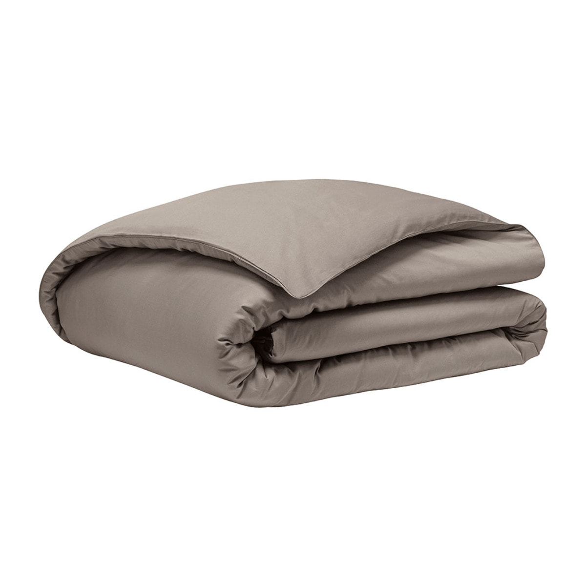 Parure de lit unie en satin de coton bio, taies rectangles, TEOPHILE, Marron Moyen