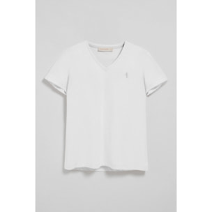 Camiseta blanca de escote en pico y bordado Rigby Best