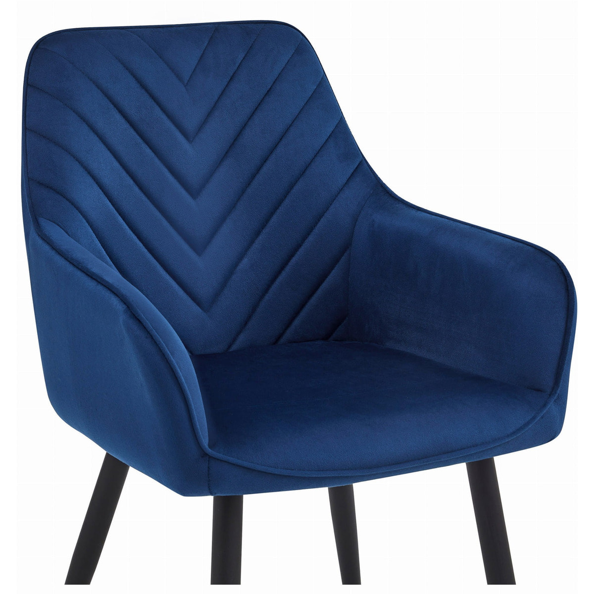 Sedia Nana in velluto blu notte con gambe nere
