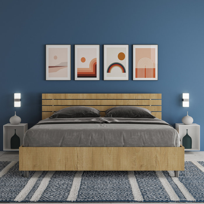 Letto contenitore 160x200 testata inclinata con doghe quercia Ankel