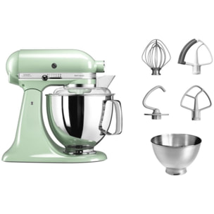 Robot pâtissier KITCHENAID 5KSM175PSEPT Macaron Pistache, 4,8 L, bol avec poignée + bol 3 L, batteur souple et couvercle