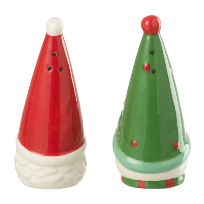 J-Line salière + poivrière Père Noël + Bonhomme de Neige Dolomite - céramique - mix