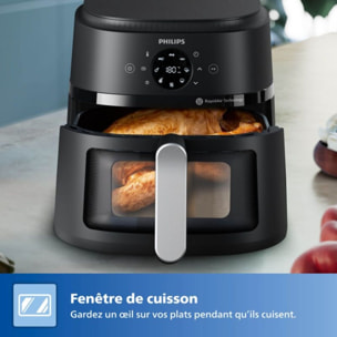 Airfryer PHILIPS NA231/00 Friteuse sans huile avec fenêtre de cuisson Noir/Argent, Série 2000 6.2L
