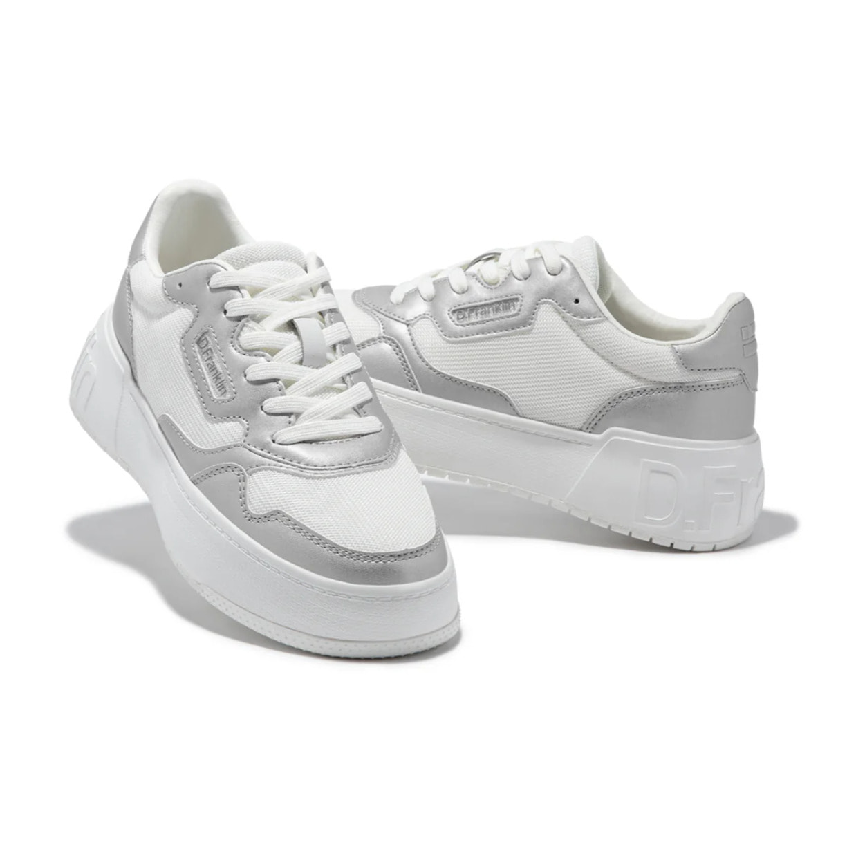 Zapatillas Deportivas Casual Mujer Court Basic Mesh Plata D.Franklin