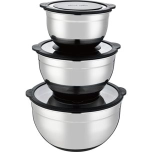 Set 3 bols mélangeurs inox noir