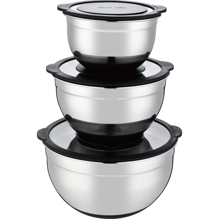 Set 3 bols mélangeurs inox noir