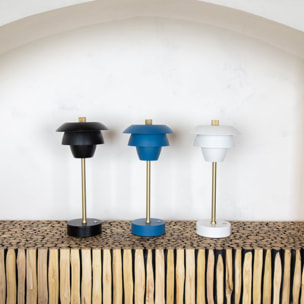 Lampe à poser rechargeable en métal noir et doré  MOXY