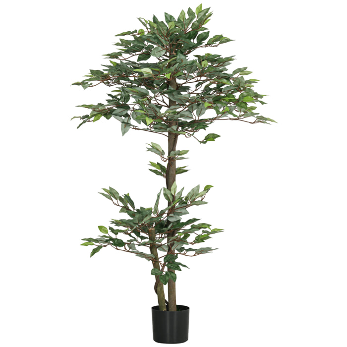 Ficus Artificial 150 cm Árbol Artificial en Maceta Decorativa para Interior Hogar Salón Oficina Ø15x150 cm Verde