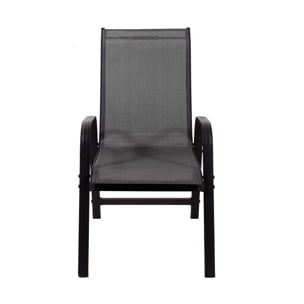 Fauteuil jardin Alu/Textilène "Porto" - Phoenix - Gris foncé - Lot de 2