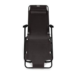 Fauteuils de jardin Relax double position noirs - lot de 2