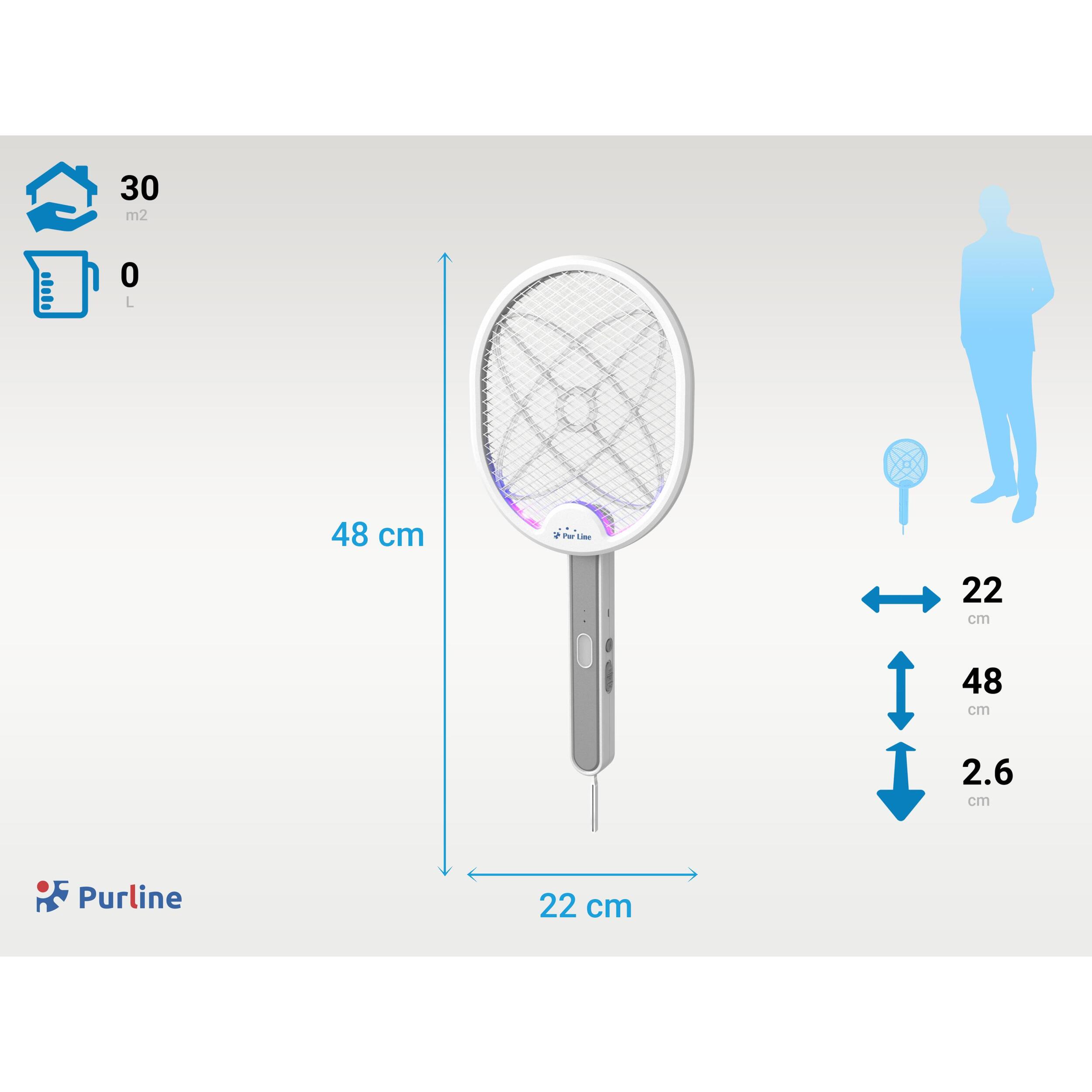 Raqueta multiposición mata insectos con USB ZZAP RACQUET PURLINE