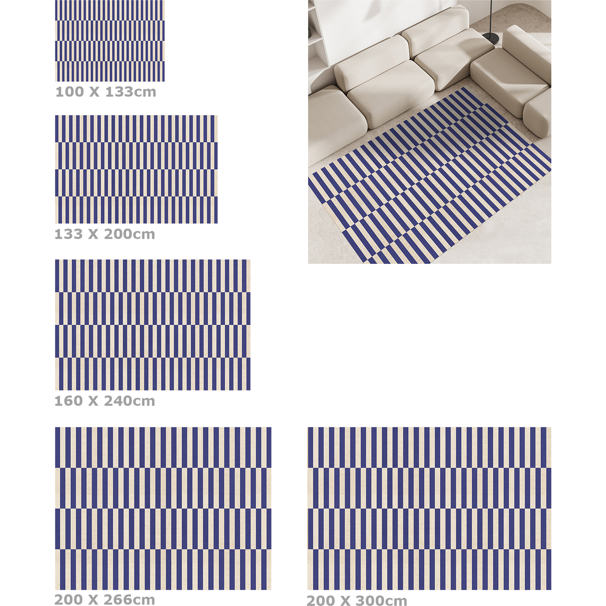 Alfombra de vinilo Dynamic Azul 100x133 cm -PVC antideslizante, vinilica para cocina o salón, lavable, estilo abstracto