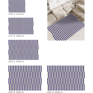 Alfombra de vinilo Dynamic Azul 100x133 cm -PVC antideslizante, vinilica para cocina o salón, lavable, estilo abstracto