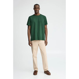 Camiseta verde botella de cuello redondo con parche Polo Club