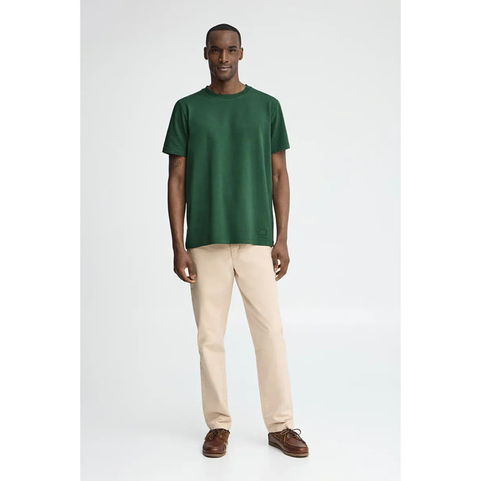 Camiseta verde botella de cuello redondo con parche Polo Club
