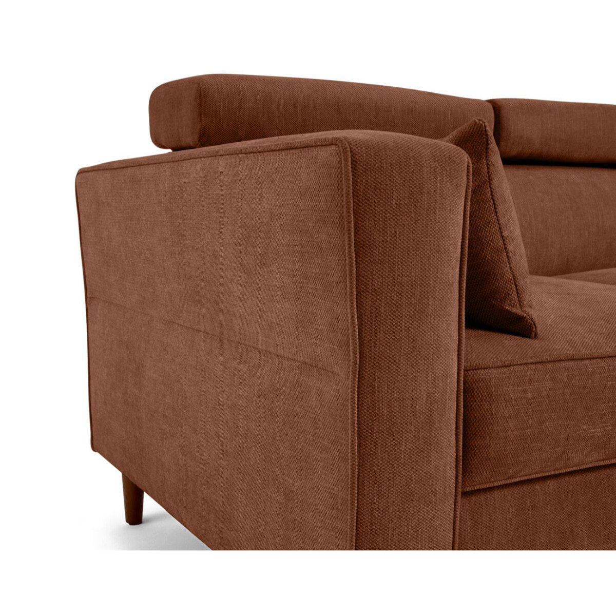 Alicante - canapé d'angle réversible convertible avec têtières - coffre - 4 places - en tissu texturé - Terracotta