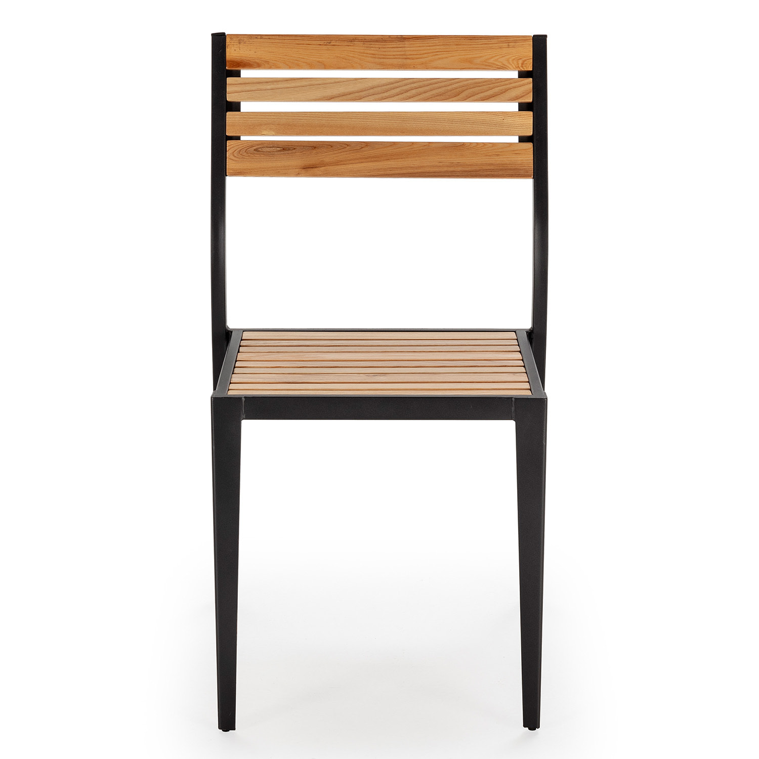 Pack 4 sillas de Jardín apilables Coral de Madera y Metal Negro