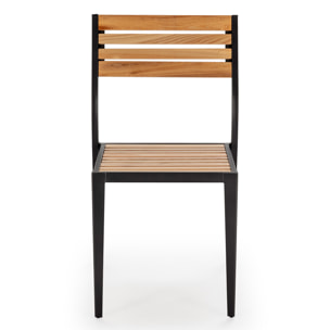 Pack 4 sillas de Jardín apilables Coral de Madera y Metal Negro