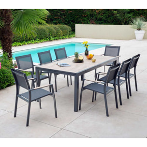 Ensemble table et chaises de jardin  - effet bois - OLERON