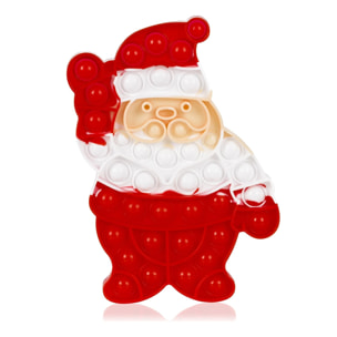 DAM Bubble Pop It giocattolo sensoriale antistress, bolle di silicone da spremere e premere. Disegno di Babbo Natale. 14x2x21 cm. colore rosso