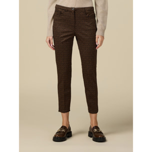 Oltre - Geometric pattern skinny trousers - Marrón