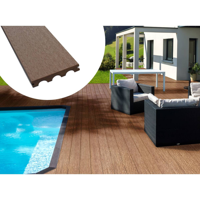 Pack 5 m² - Lames de terrasse composite pleines - Marron