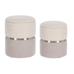 Set di pouf contenitore RADINKA in tessuto beige e grigio