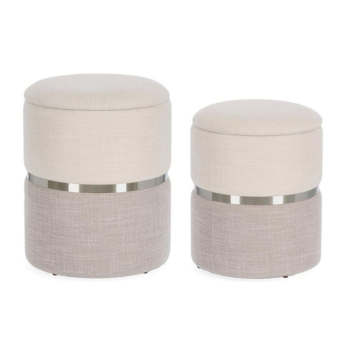 Set di pouf contenitore RADINKA in tessuto beige e grigio